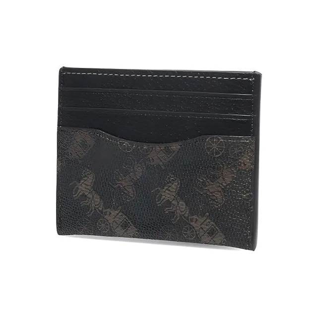 COACH Coated Canvas With Leather Coin Purses Card Holders Women's Dark Brown Print-1