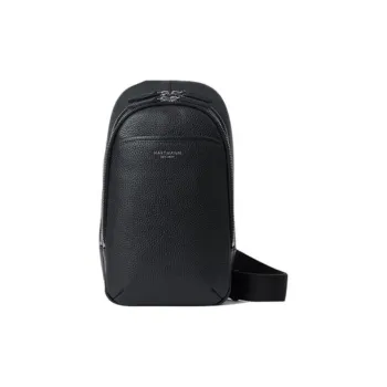 SAMSONITE Cow Leather Sling Bags Crossbody Bags Unisex Black