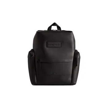 HUNTER Coated Leather Backpack Regular Unisex Black