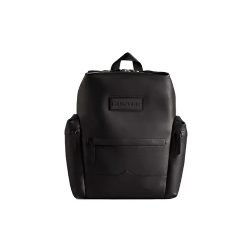HUNTER Coated Leather Backpack Regular Unisex Black