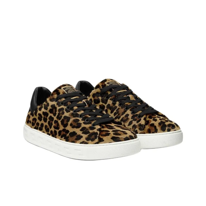 VERSACE Leopard Greca Low Top Skateboard Shoes Men's Leopard Print-2
