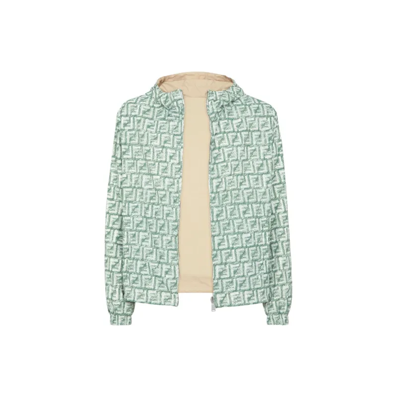 FENDI FF print Reversible Hooded Jacket-1