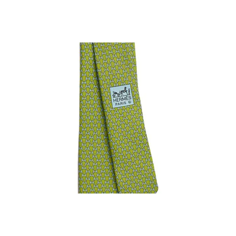 HERMES Silk Ties Men's Yellow Green-1