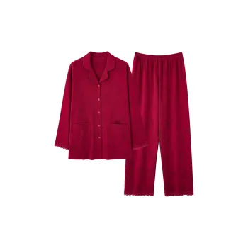 Qiao Ni Tong Pajama Set Women's Burgundy
