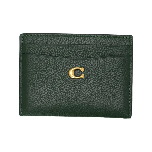 COACH Card Case Grained Leather Card Holder Mini Women's Dark Ink Green