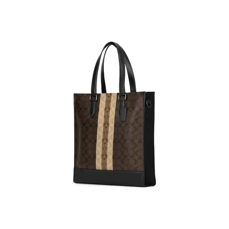 COACH Artificial Leather Tote Bag, Shopping Bag, Crossbody Bag, Handbag Men's Brown Monogram-3