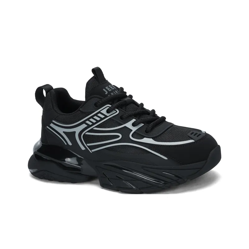 JEEP SPIRIT Anti-Slip And Wear-Resistant Lightweight Height Increasing Low-Top Chunky Sneakers Men's Graphite Silver-2