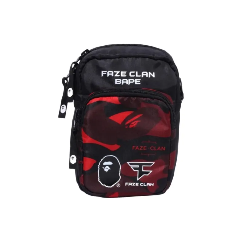A BATHING APE FAZE CLAN GADGET POUCH Collaboration Fabric Shoulder Bag Crossbody Bag Medium Size Men's Red-0
