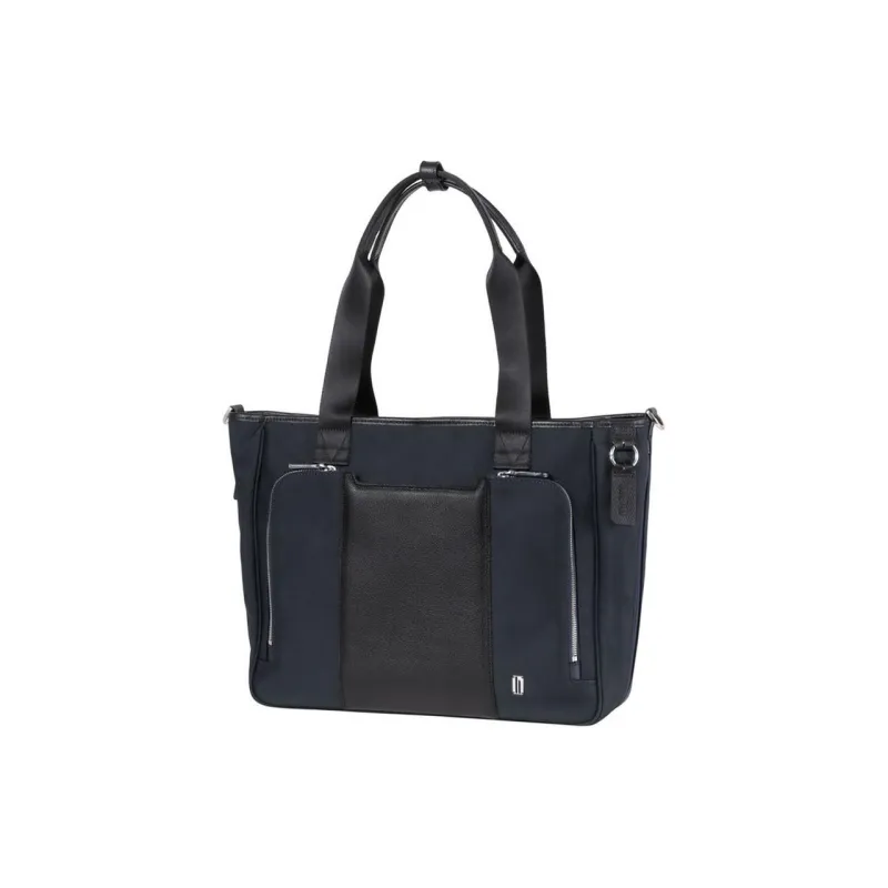 SAMSONITE Cow Leather With Nylon Patchwork Tote Bag Shopping Bag Shoulder Bag Handbag Unisex Marine Blue-1