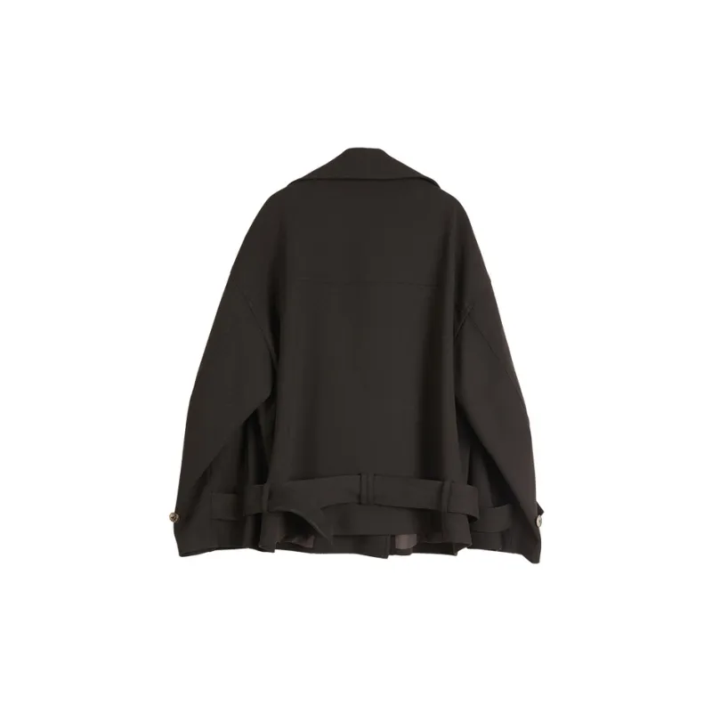 ELLE Cropped Coats Women's Dark Brown-1
