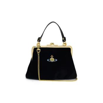 Vivienne Westwood Granny Frame Cotton Shoulder Bag Crossbody Bag Handbag Women's Black