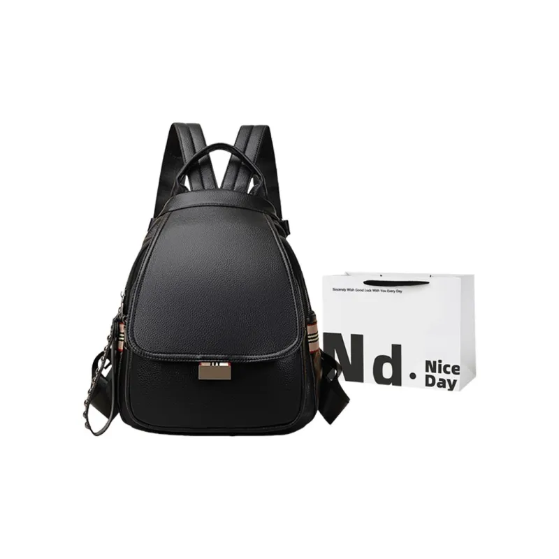 SWIMADE PU Soft Leather Small Backpack Regular Women's Khaki/Blue/Black-4