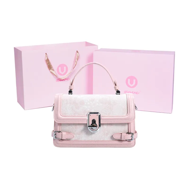 ZAVC Cow Leather, Textile Handbag Women's Pink/Gray-0