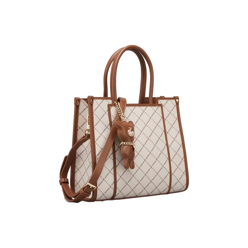 YEARCON Artificial Leather Tote Bag Shopping Bag Shoulder Bag Crossbody Bag Handbag Large Size Women's Coffee-1