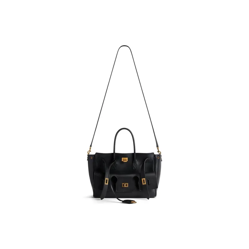 Balenciaga Smooth Cow Leather Shoulder Bag, Crossbody Bag, Handbag Small Size Women's Black-1