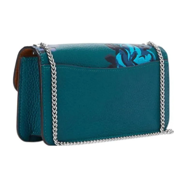 COACH Morgan Cow Leather Clutches Shoulder Bag Crossbody Bag Small Size Women's Deep Turquoise-2