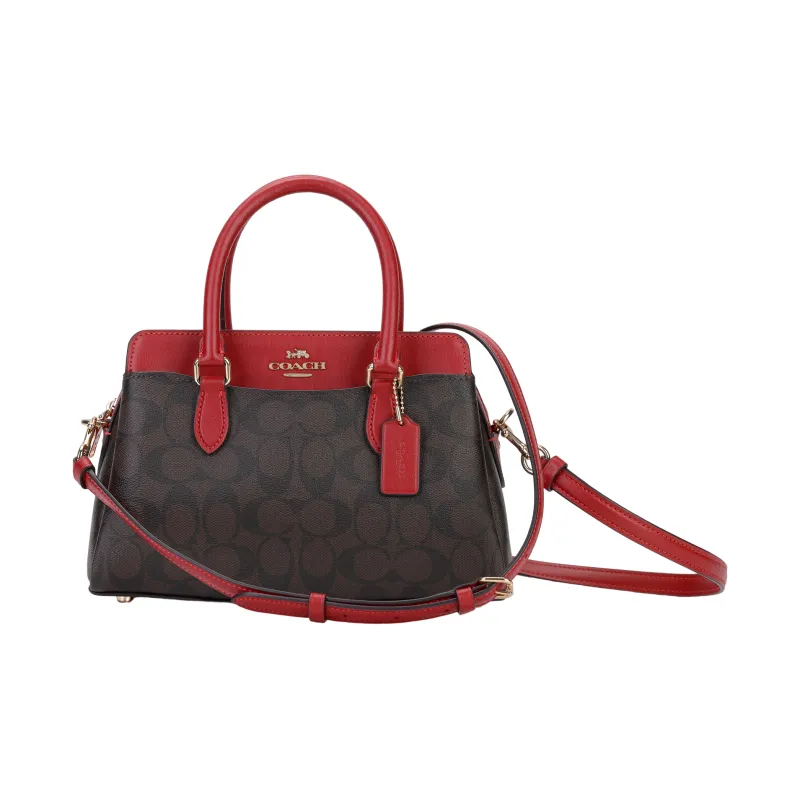COACH Darcie PVC Shoulder Bag Crossbody Bag Handbag Mini Women's Gold Brown Red-1