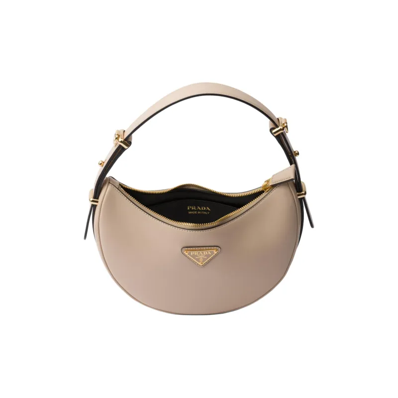 PRADA Triangle Logo Plaque Moon Shaped Shoulder Bag-3