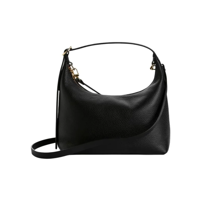ARKET Cow Leather Croissant Bag Shoulder Bag Crossbody Bag Handbag Small Size Women's Black-3