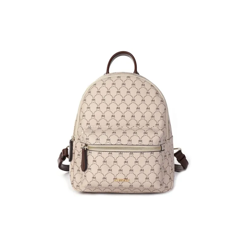 Dubaolu Polyurethane Carry Backpack Medium Size Women's Coffee/Apricot-7