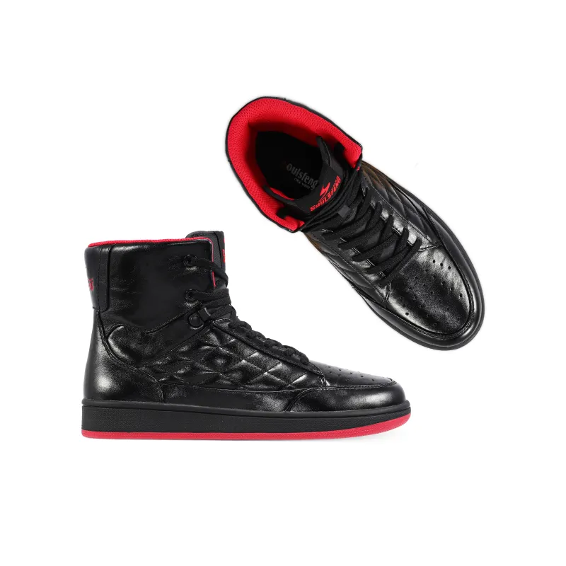 SOULSFENG Anti Slip Wear Resistant High Top Skateboard Shoes Men's Black-1