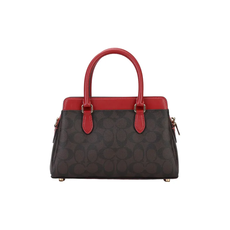 COACH Darcie PVC Shoulder Bag Crossbody Bag Handbag Mini Women's Gold Brown Red-6