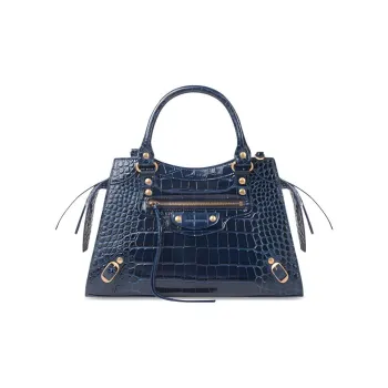 Balenciaga Cow Leather Handbag Small Size Women's Blue