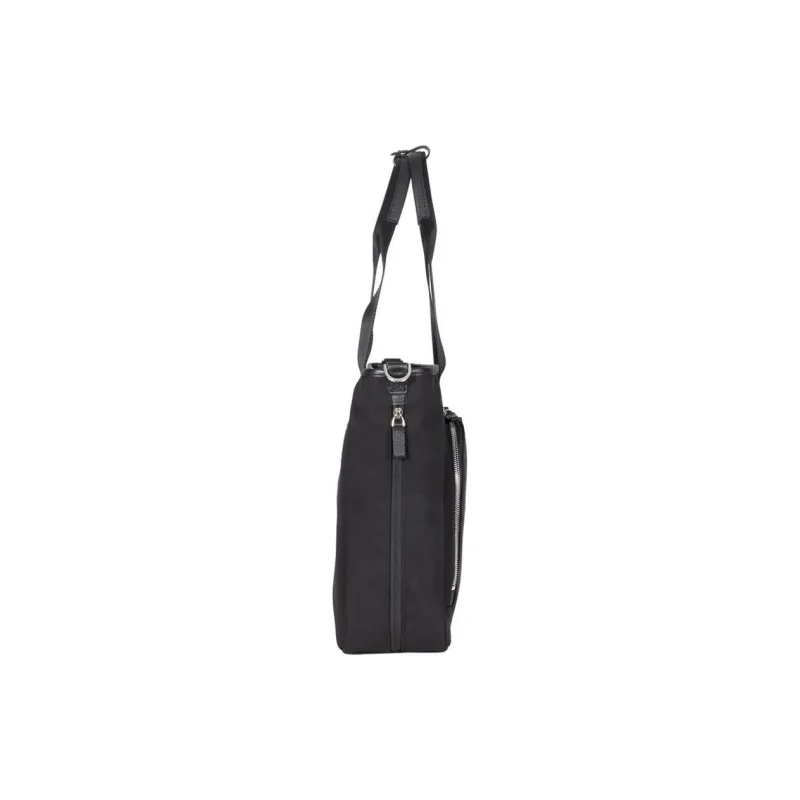 SAMSONITE Cow Leather With Nylon Patchwork Tote Bag Shopping Bag Shoulder Bag Handbag Unisex Black-4