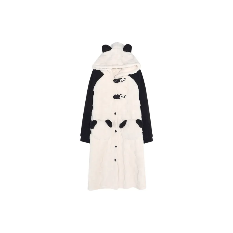 Qiao Ni Tong Bath Robes Women's Black White-0