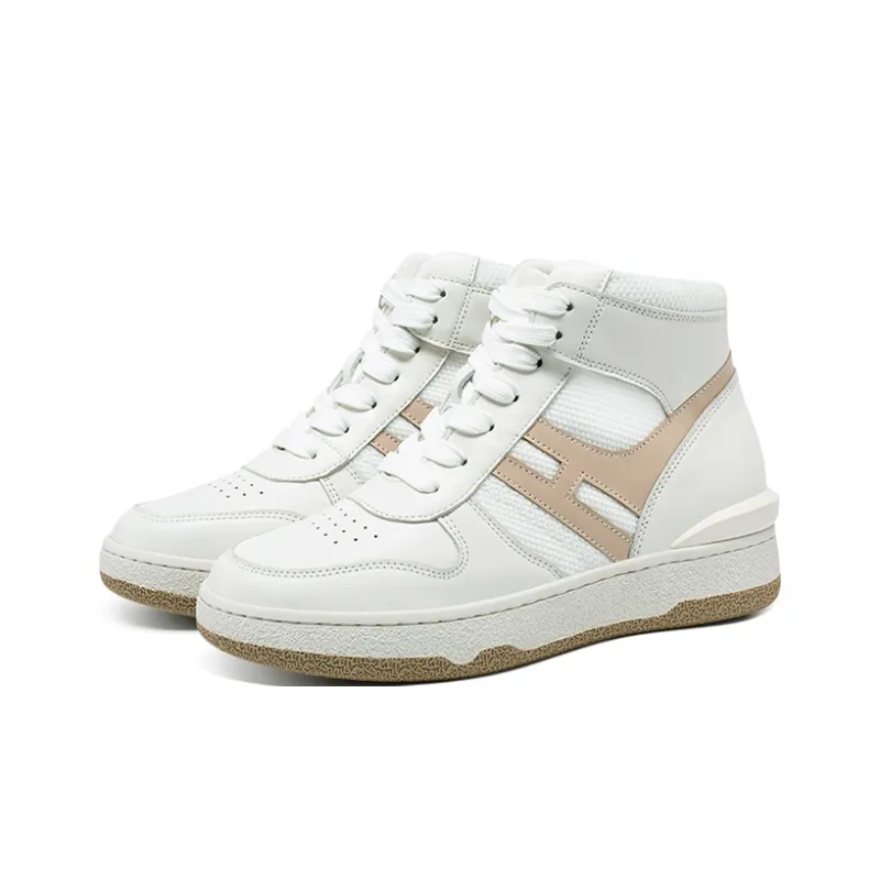 He Jinchang High Top Skateboard Shoes Women's White-2