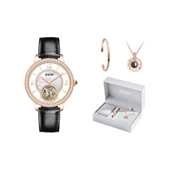DOM Mechanical Movement Leather Watch Bands Watch Women's Watch White Dial