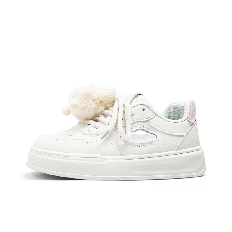 OMS Skateboard Shoes Women's Low Top Beige/Black/Beige/Pink-6