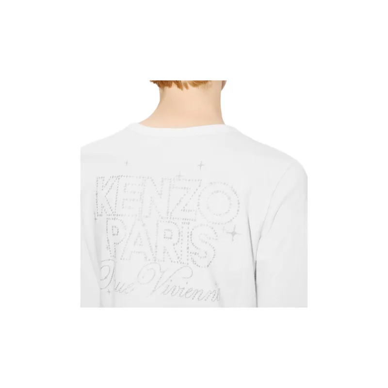 KENZO Logo Letter Print Crew Neck Long Sleeved T Shirt Women's Ecru-4