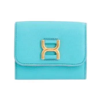 Chloe Marcie Grained Calfskin Wallet Small Size Women's Blue