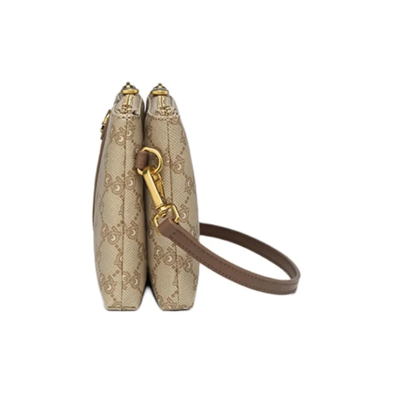 PIERRE CARDIN PVC One Shoulder Clutch Trumpets Women's Khaki-4