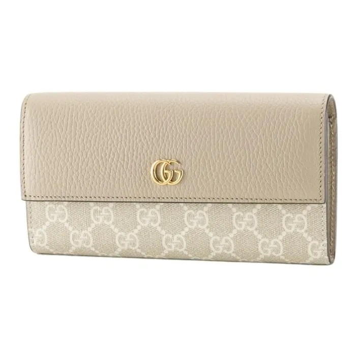 GUCCI Marmont Canvas Wallet Women's Beige-0
