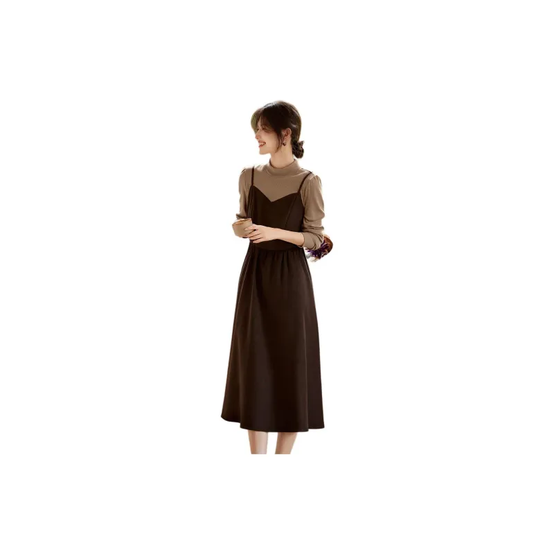XWI Long Sleeved Dresses Women's Coffee & Khaki-4