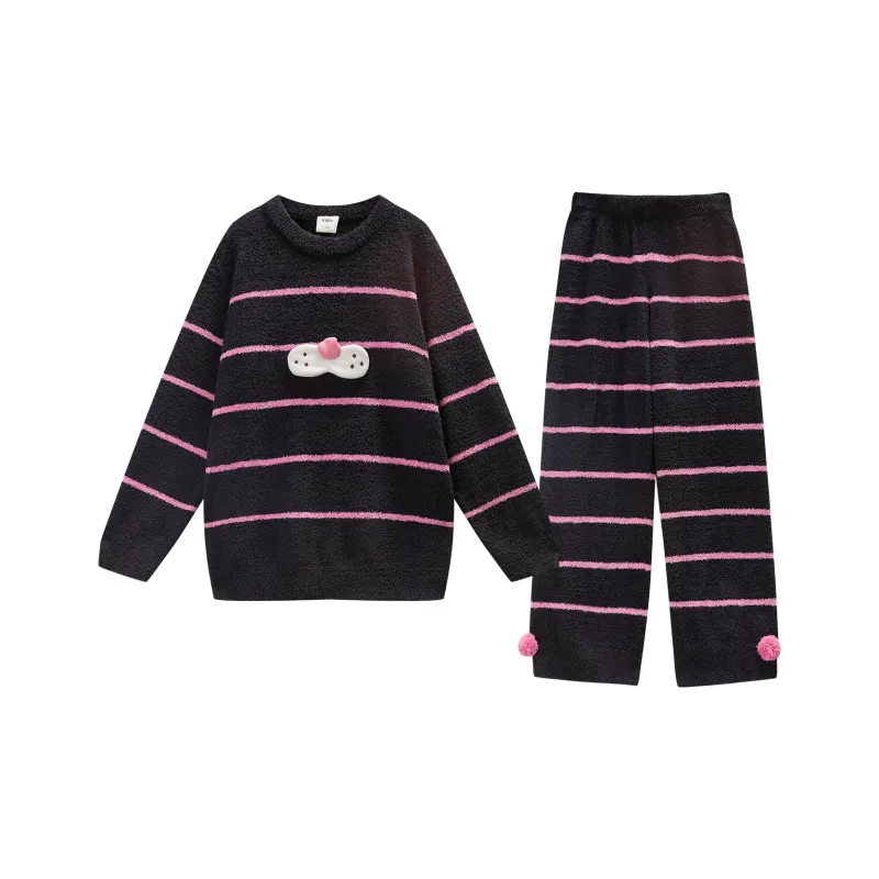 YSO Cool Cat Series Pajama Set Women's Black-0