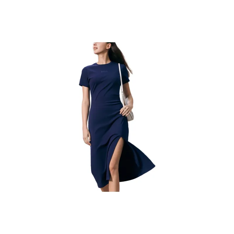 FILA Short-Sleeved Dresses Women's Deep Silent Blue-4