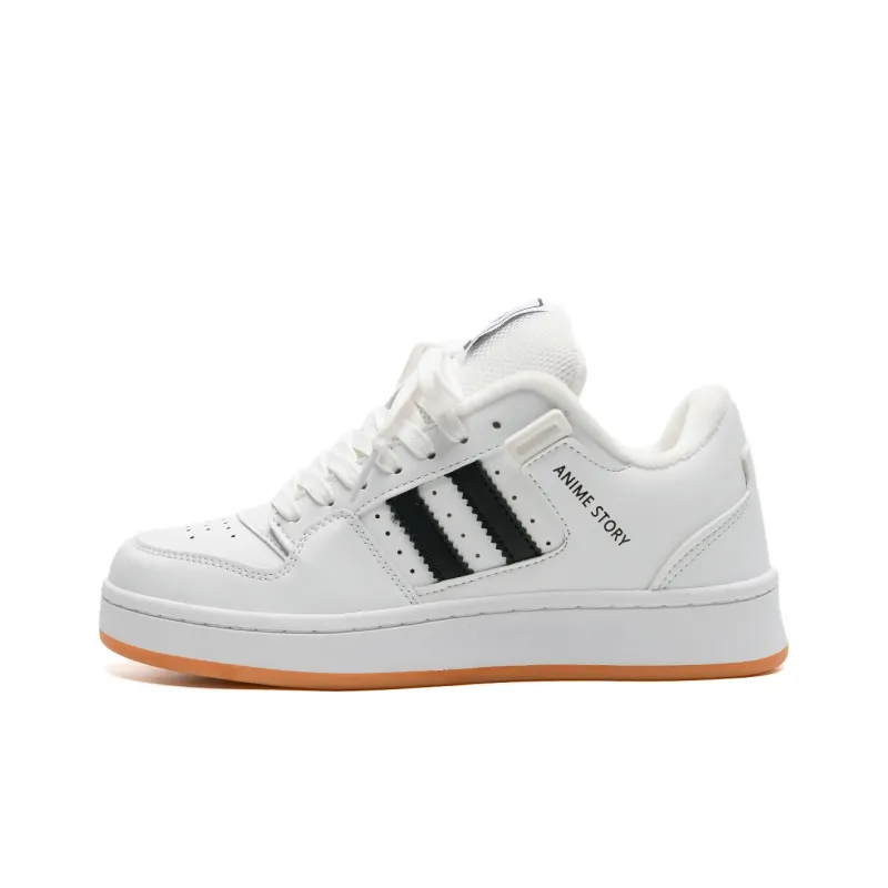 Circle Small Warm Cushioning And Wear Resistant Low Top Skateboard Shoes Unisex White Black-2