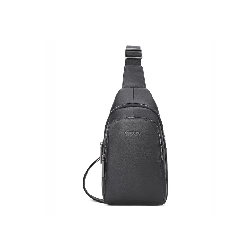 NAVIGARE Cow Leather Sling Bag Men's Black-0