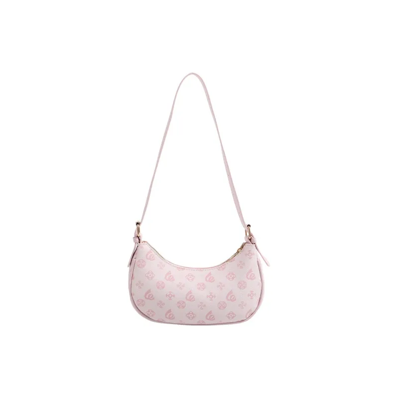 MARKANGARO PU Shoulder Bag Regular Women's Phabet Pink/Dark Brown With Plush Toy-9