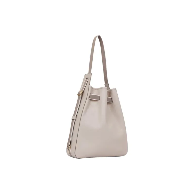 Ecco Cow Leather Bucket Bags Crossbody Bag Shoulder Bag Medium Size Women's Taupe-2