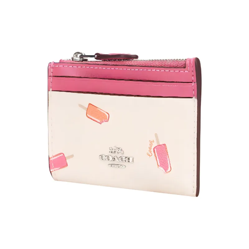 COACH Skinny Id Case PVC Card Holder Coin Purse Mini Women's White & Multicolor-1