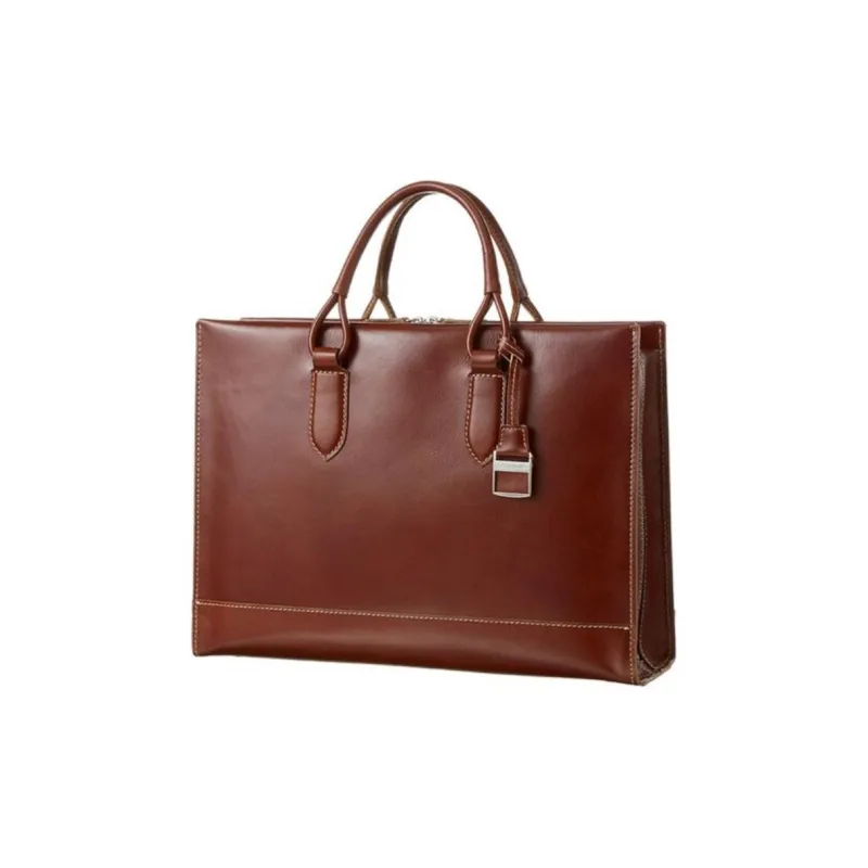 SAMSONITE Cow Leather Briefcases Handbags Large Size Unisex Brown-1