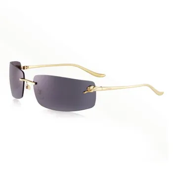 CARTIER Metal Irregular Shape Sunglasses Unisex Gold
