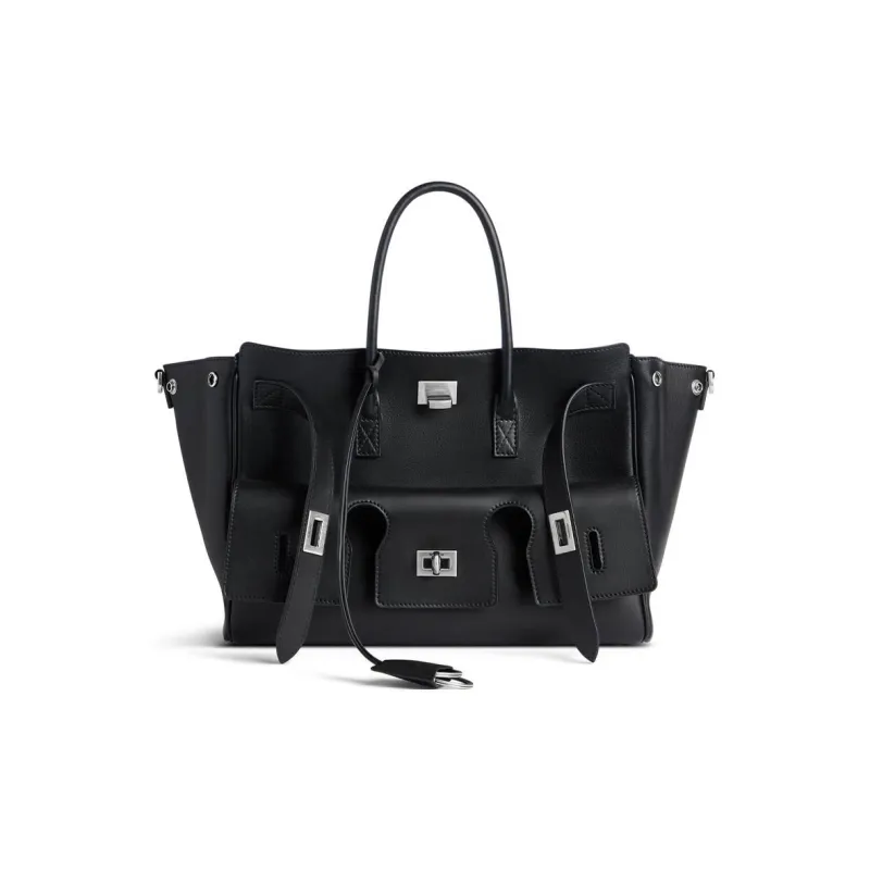 Balenciaga BEL AIR Small Calfskin Bag Women's Black-1