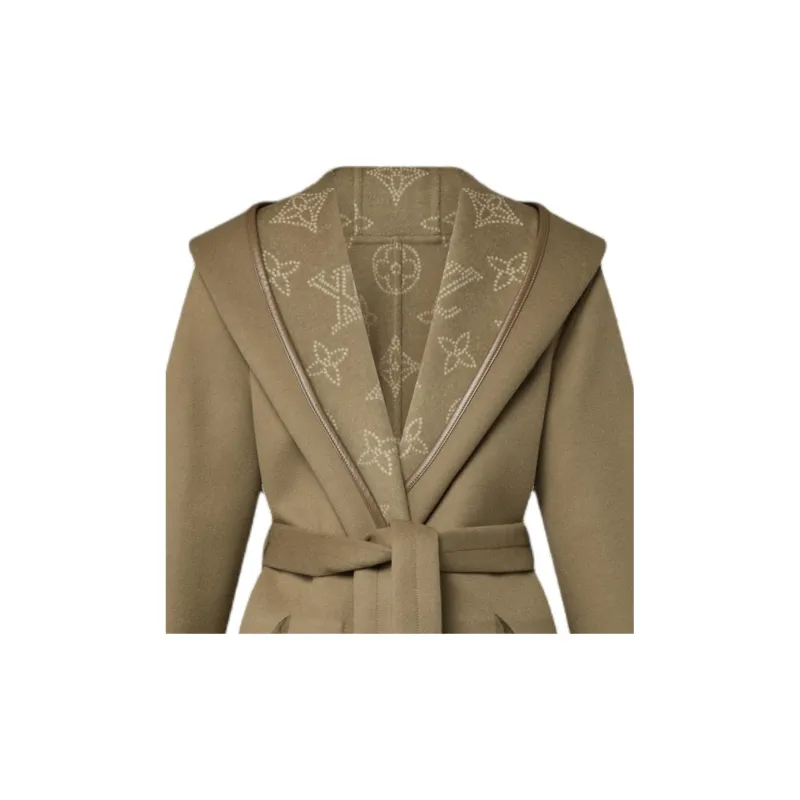 LOUIS VUITTON Reversible Signature Short Hooded Wrap Coat-3