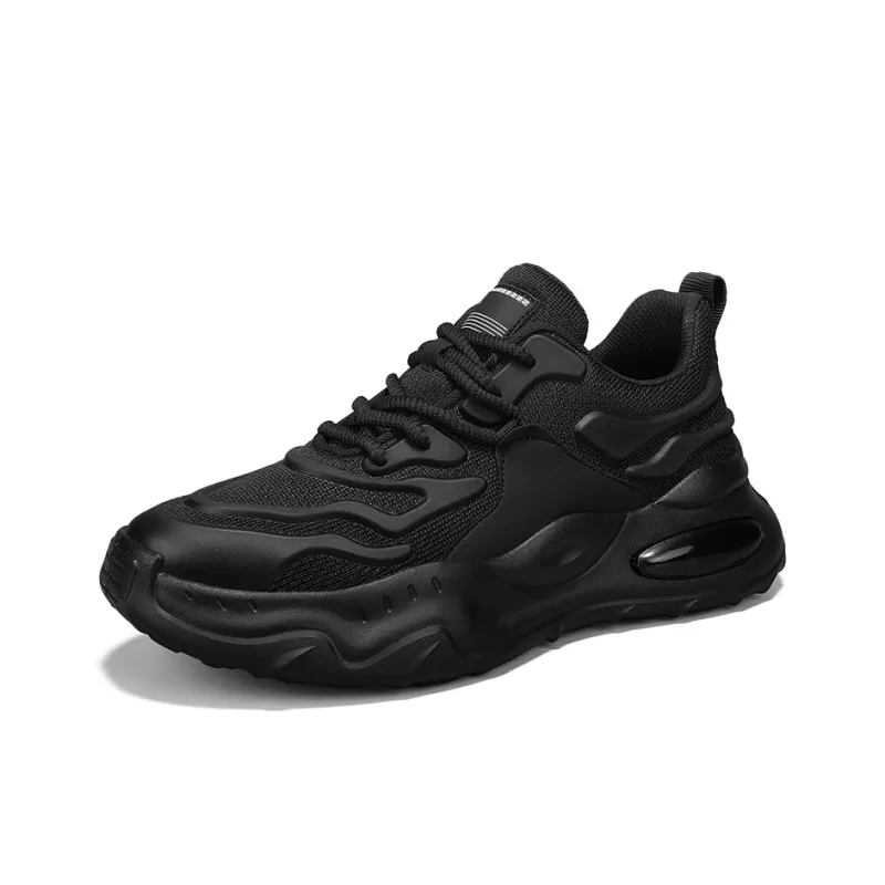 Wooden Rabbit Cushioning, Abrasion Resistant, Height Increasing Low Top Casual Shoes Men's Black-1