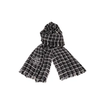 CHANEL Knit Scarves Unisex Black